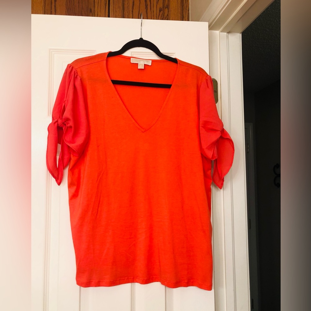 Michael Kors size XL Short sleeves  lightweight orange spring summer top.